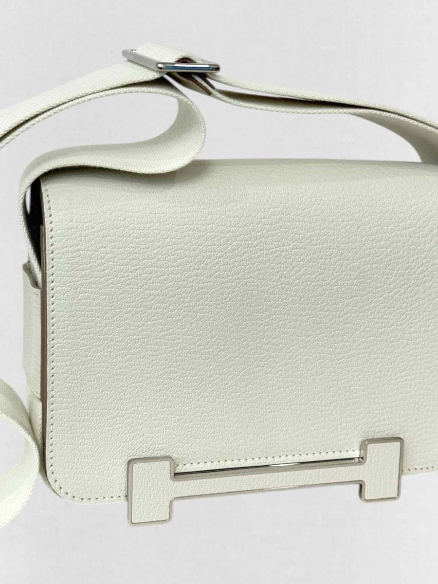 Pre - loved HERMES Geta White Crossbody at Reems Closet