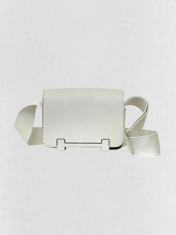 Pre - loved HERMES Geta White Crossbody at Reems Closet