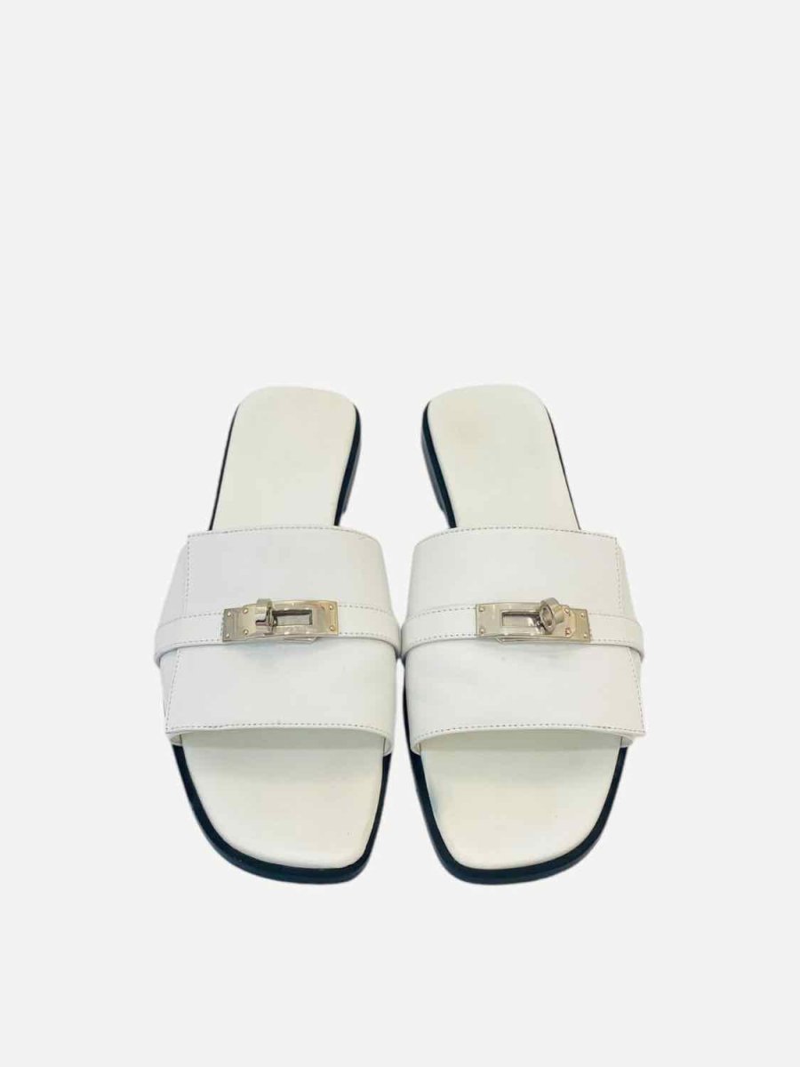 Pre - loved HERMES Giulia White Sandals 38.5 at Reems Closet