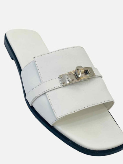 Pre - loved HERMES Giulia White Sandals 38.5 at Reems Closet