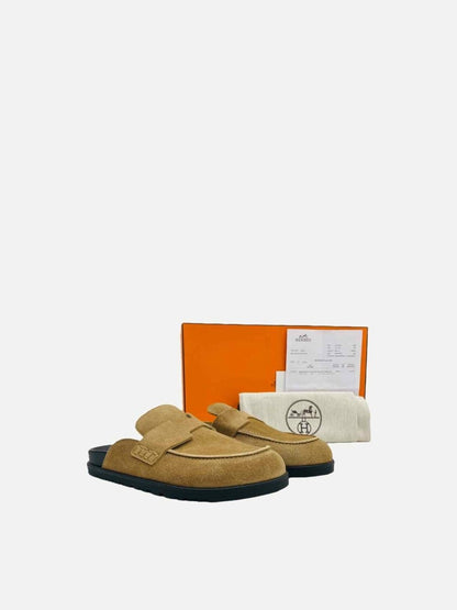 Pre - loved HERMES Go Mule Beige Argile Mules at Reems Closet