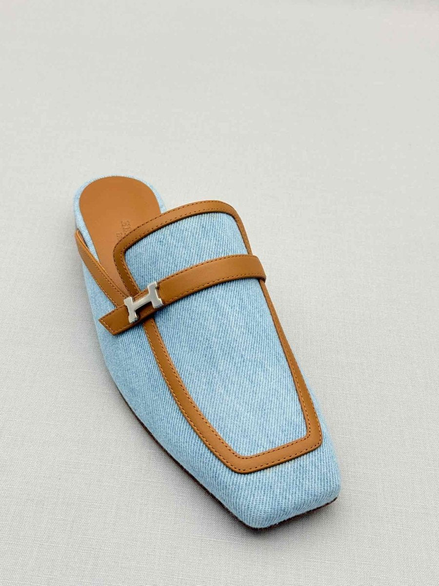 Pre - loved HERMES Groupie Blue Size EU 36 Mules at Reems Closet