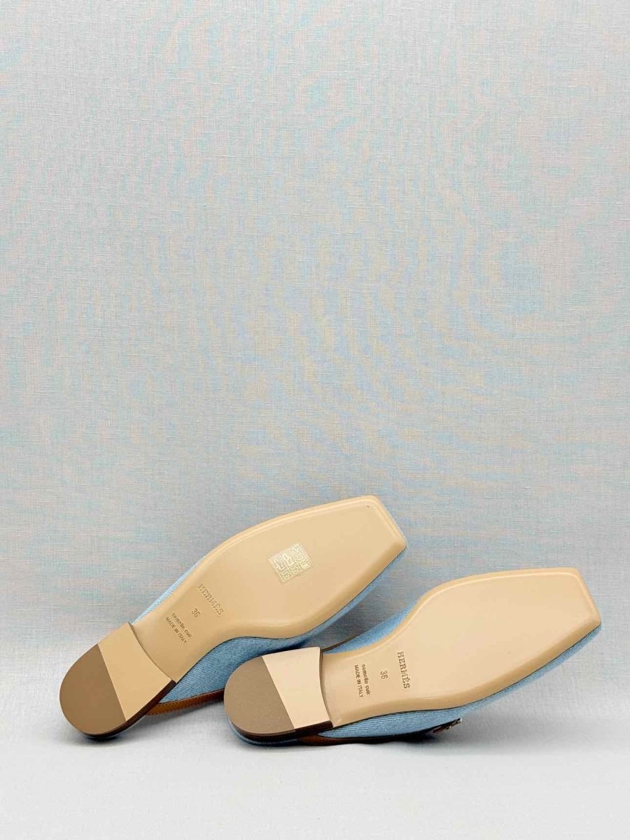 Pre - loved HERMES Groupie Blue Size EU 36 Mules at Reems Closet