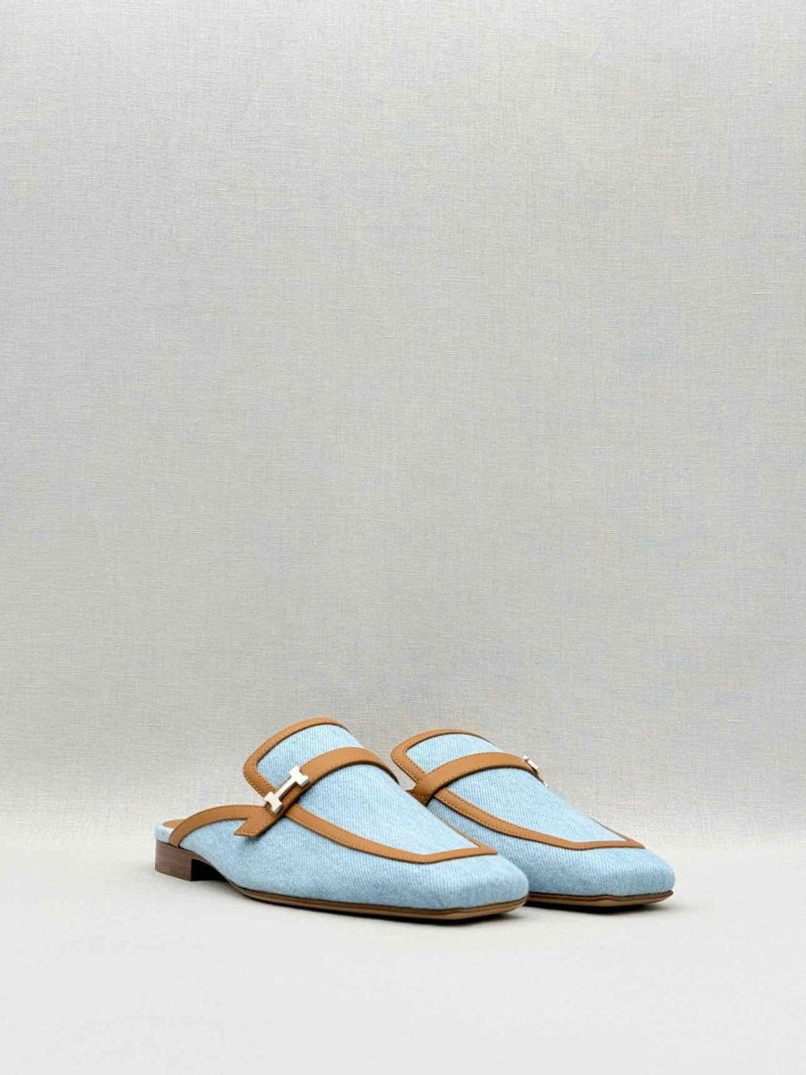 Pre - loved HERMES Groupie Blue Size EU 36 Mules at Reems Closet