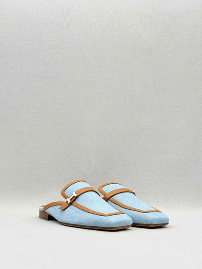 Pre - loved HERMES Groupie Blue Size EU 36 Mules at Reems Closet