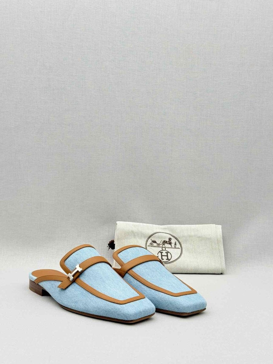 Pre - loved HERMES Groupie Blue Size EU 36 Mules at Reems Closet