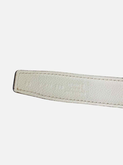 Pre - loved HERMES H Buckle Brown & White Belt at Reems Closet