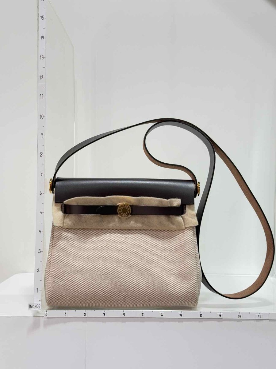 Pre - loved HERMES Herbag Brown & Beige Shoulder Bag at Reems Closet