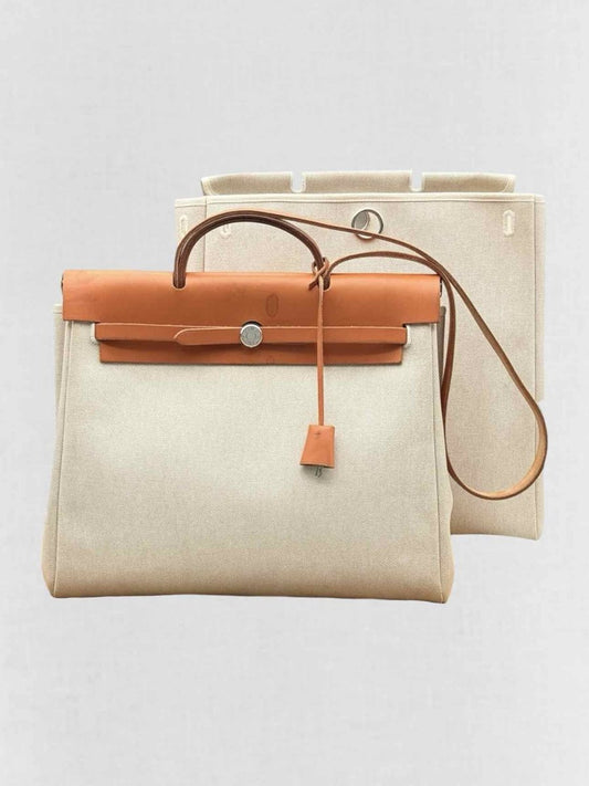 Pre - loved HERMES Herbag Naturel Top Handle at Reems Closet