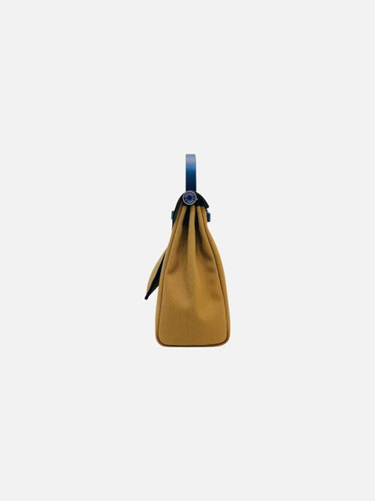 Pre - loved HERMES Herbag Zip 31 Beige & Blue Top Handle at Reems Closet