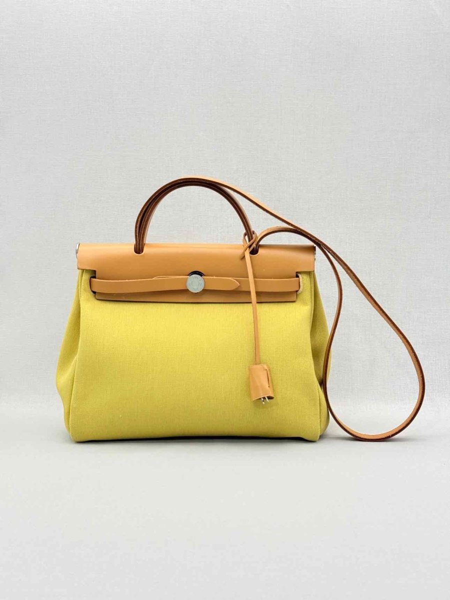 Pre - loved HERMES Herbag Zip Yellow Top Handle at Reems Closet