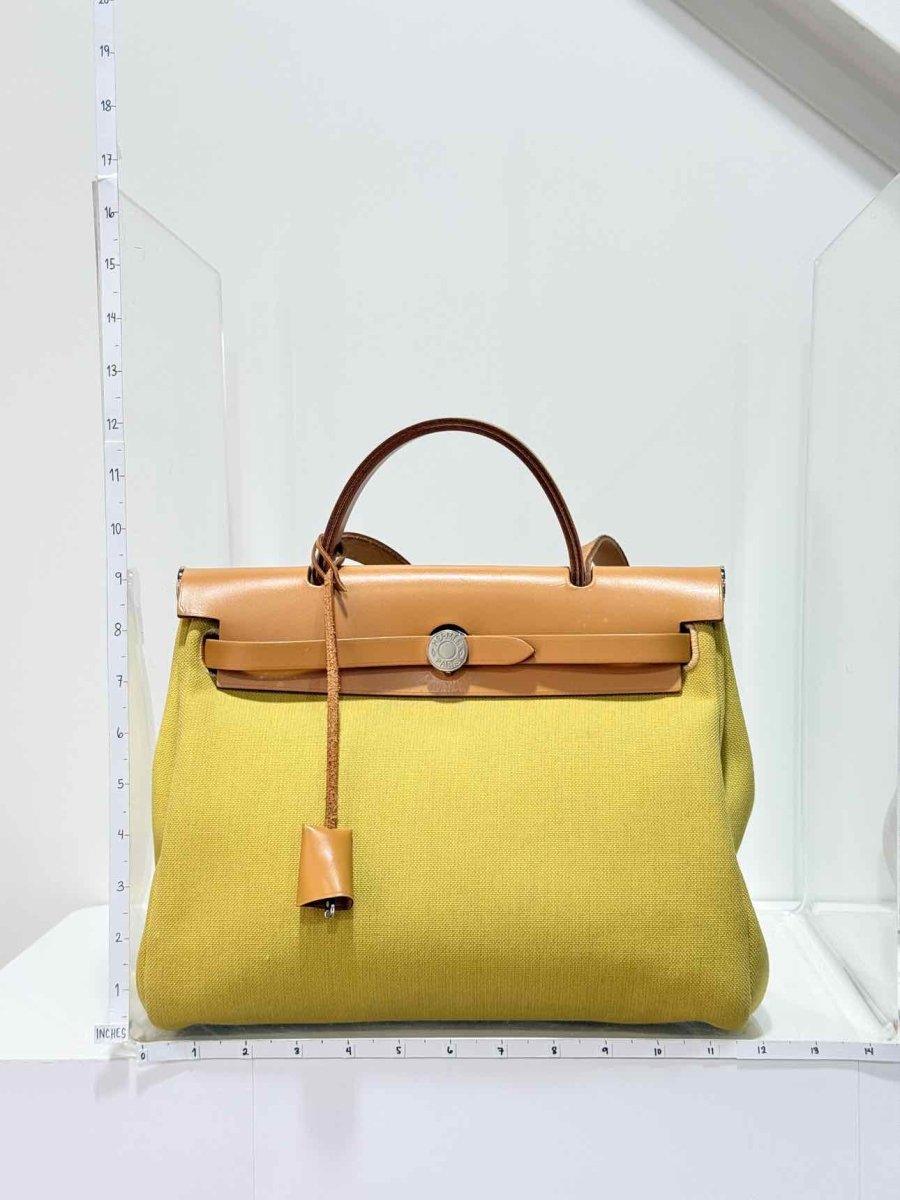 Pre - loved HERMES Herbag Zip Yellow Top Handle at Reems Closet
