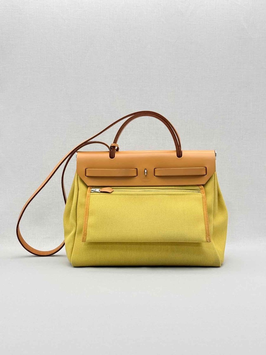 Pre - loved HERMES Herbag Zip Yellow Top Handle at Reems Closet
