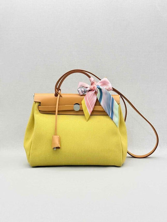 Pre - loved HERMES Herbag Zip Yellow Top Handle at Reems Closet