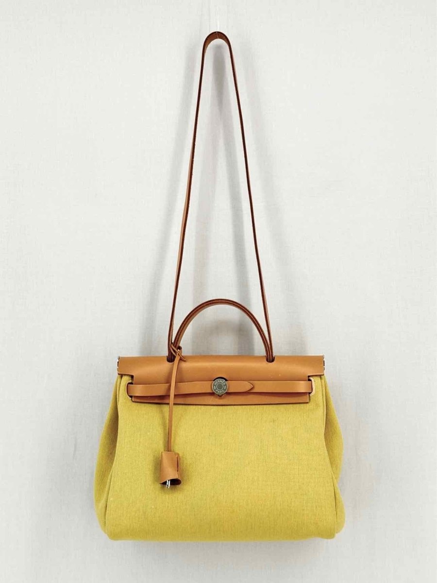 Pre - loved HERMES Herbag Zip Yellow Top Handle at Reems Closet