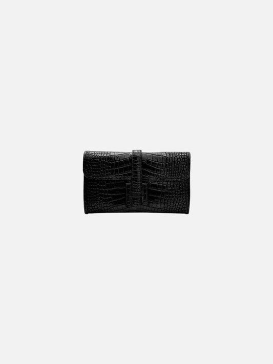 Pre - loved HERMES Jige Duo Black Clutch at Reems Closet