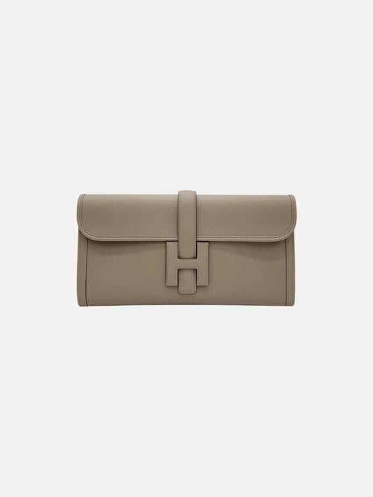 Pre - loved HERMES Jige Elan 29 Grey Clutch at Reems Closet