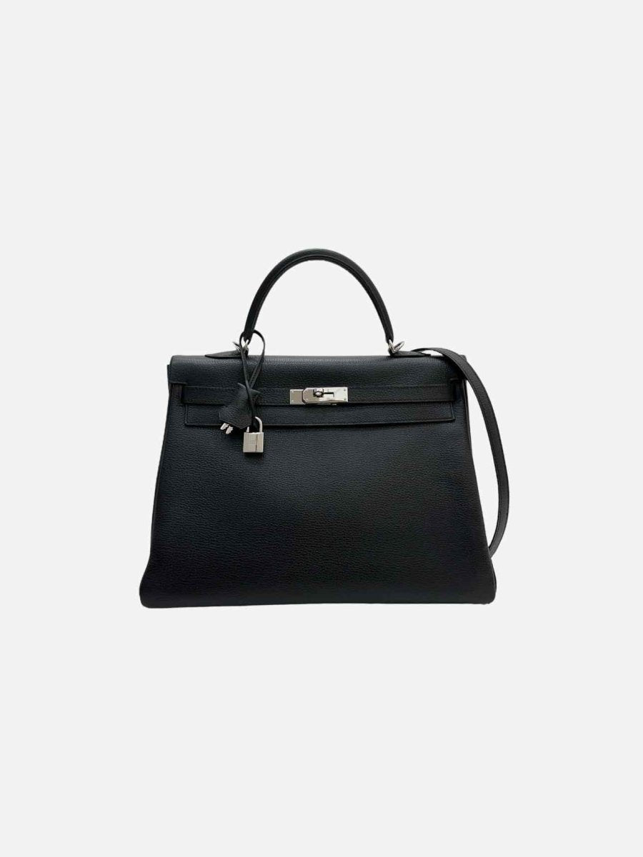 Pre - loved HERMES Kelly Black Top Handle at Reems Closet