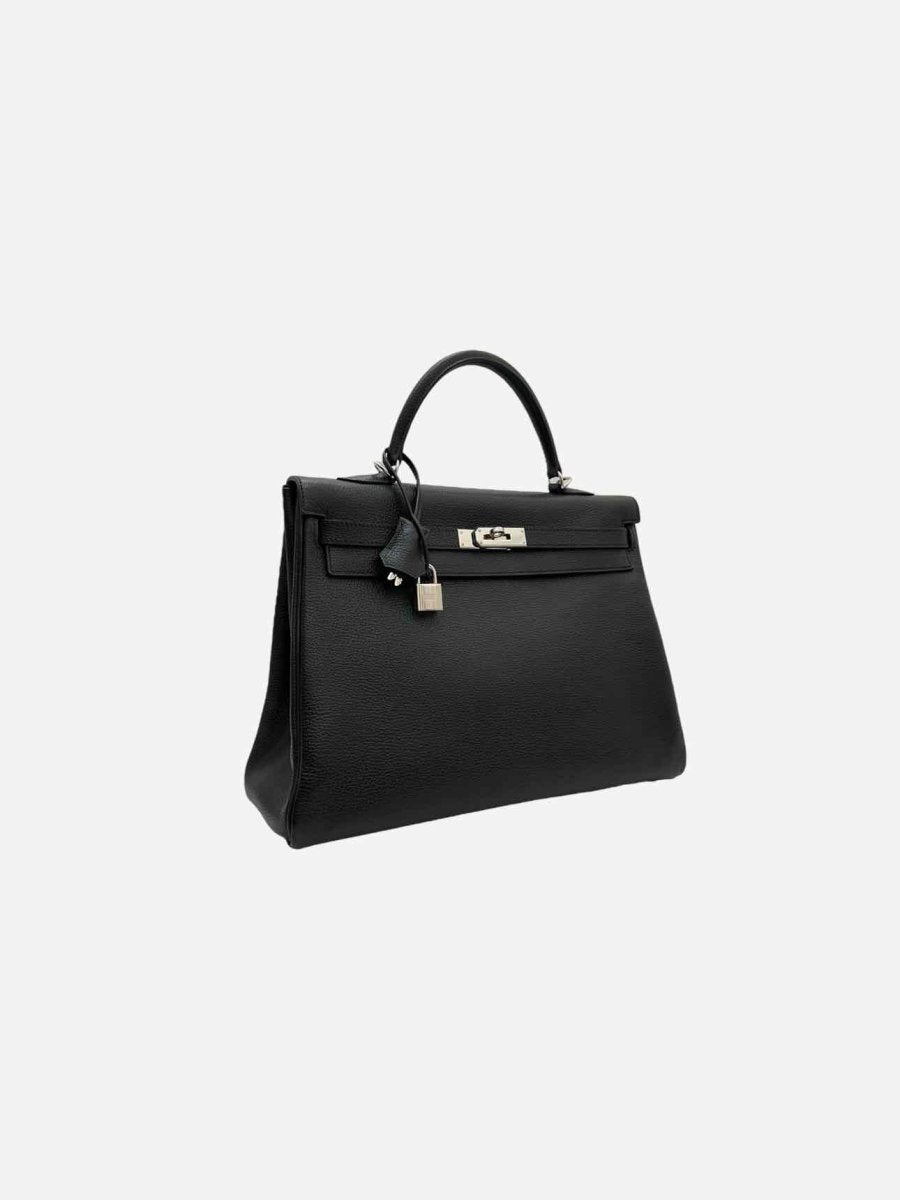 Pre - loved HERMES Kelly Black Top Handle at Reems Closet