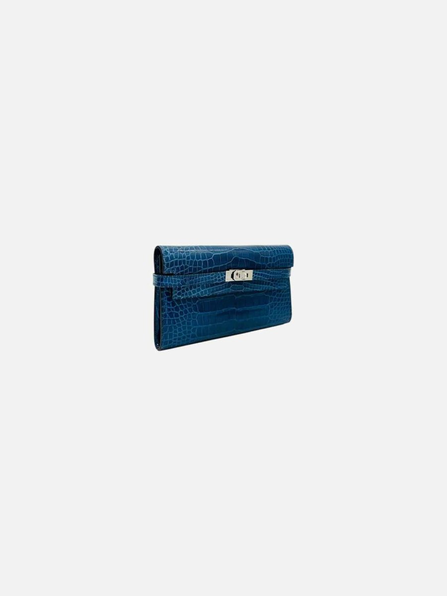 Pre - loved HERMES Kelly Classic Blue Continental Wallet at Reems Closet