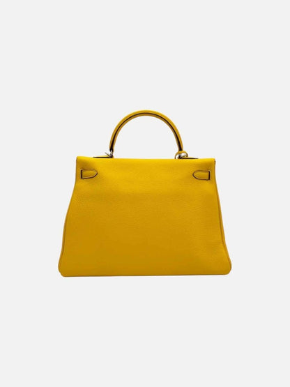 Pre - loved HERMES Kelly Jaune Citron Top Handle at Reems Closet