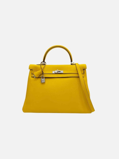 Pre - loved HERMES Kelly Jaune Citron Top Handle at Reems Closet