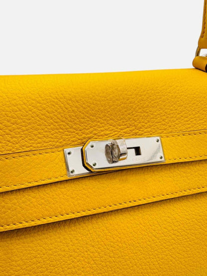 Pre - loved HERMES Kelly Jaune Citron Top Handle at Reems Closet