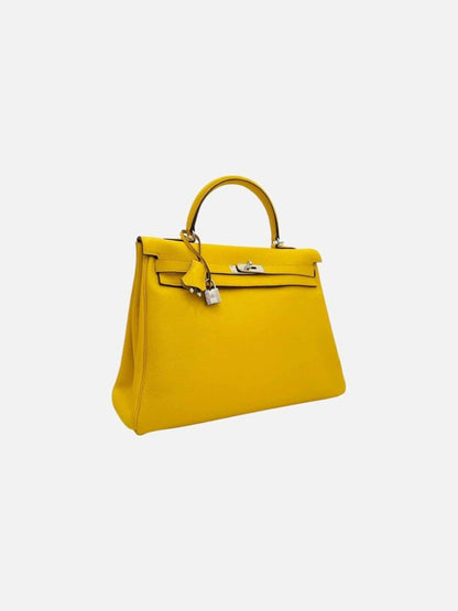 Pre - loved HERMES Kelly Jaune Citron Top Handle at Reems Closet