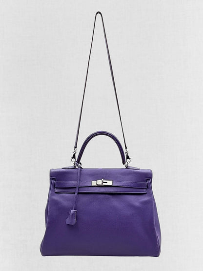 Pre - loved HERMES Kelly Purple Top Handle at Reems Closet