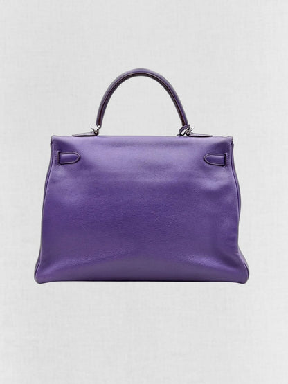 Pre - loved HERMES Kelly Purple Top Handle at Reems Closet