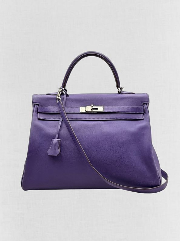 Pre - loved HERMES Kelly Purple Top Handle at Reems Closet