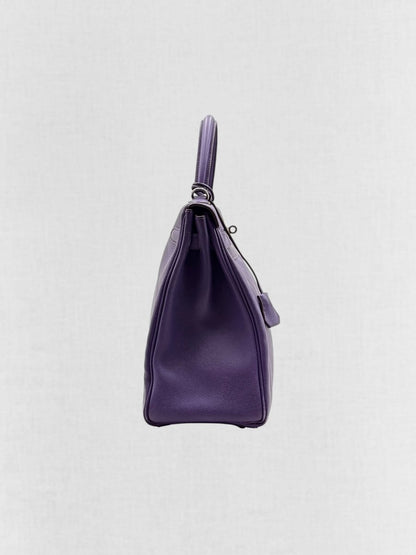 Pre - loved HERMES Kelly Purple Top Handle at Reems Closet