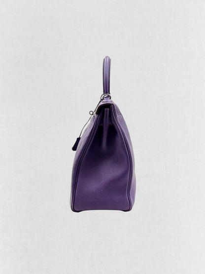Pre - loved HERMES Kelly Purple Top Handle at Reems Closet