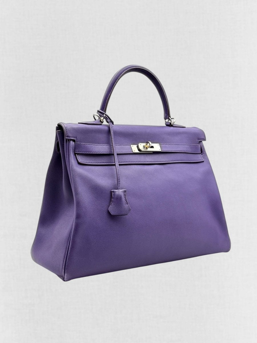 Pre - loved HERMES Kelly Purple Top Handle at Reems Closet