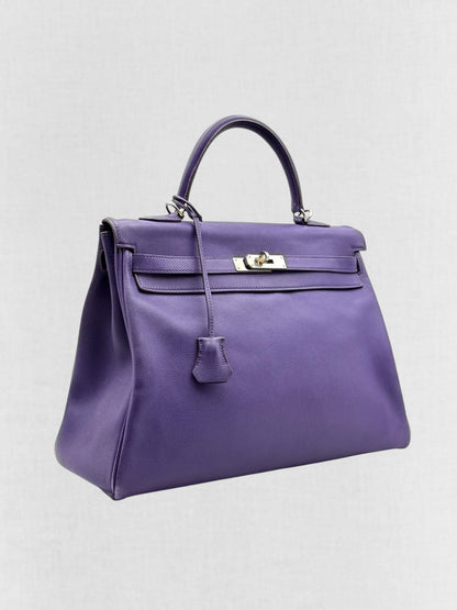 Pre - loved HERMES Kelly Purple Top Handle at Reems Closet