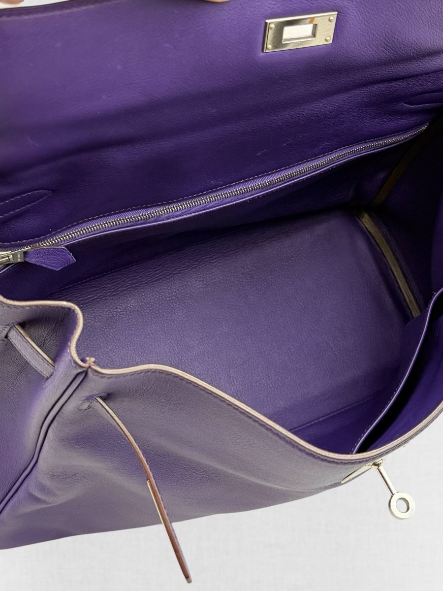 Pre - loved HERMES Kelly Purple Top Handle at Reems Closet