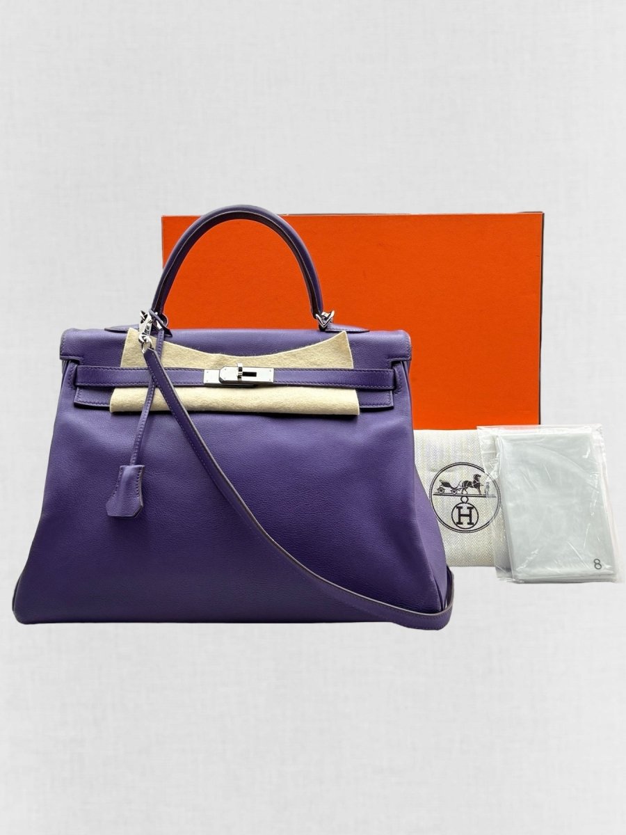 Pre - loved HERMES Kelly Purple Top Handle at Reems Closet