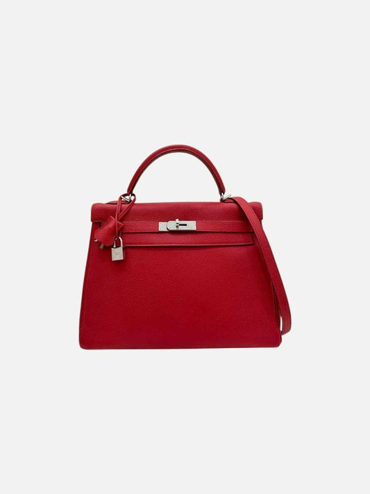 Pre - loved HERMES Kelly Rouge Grenat Top Handle at Reems Closet