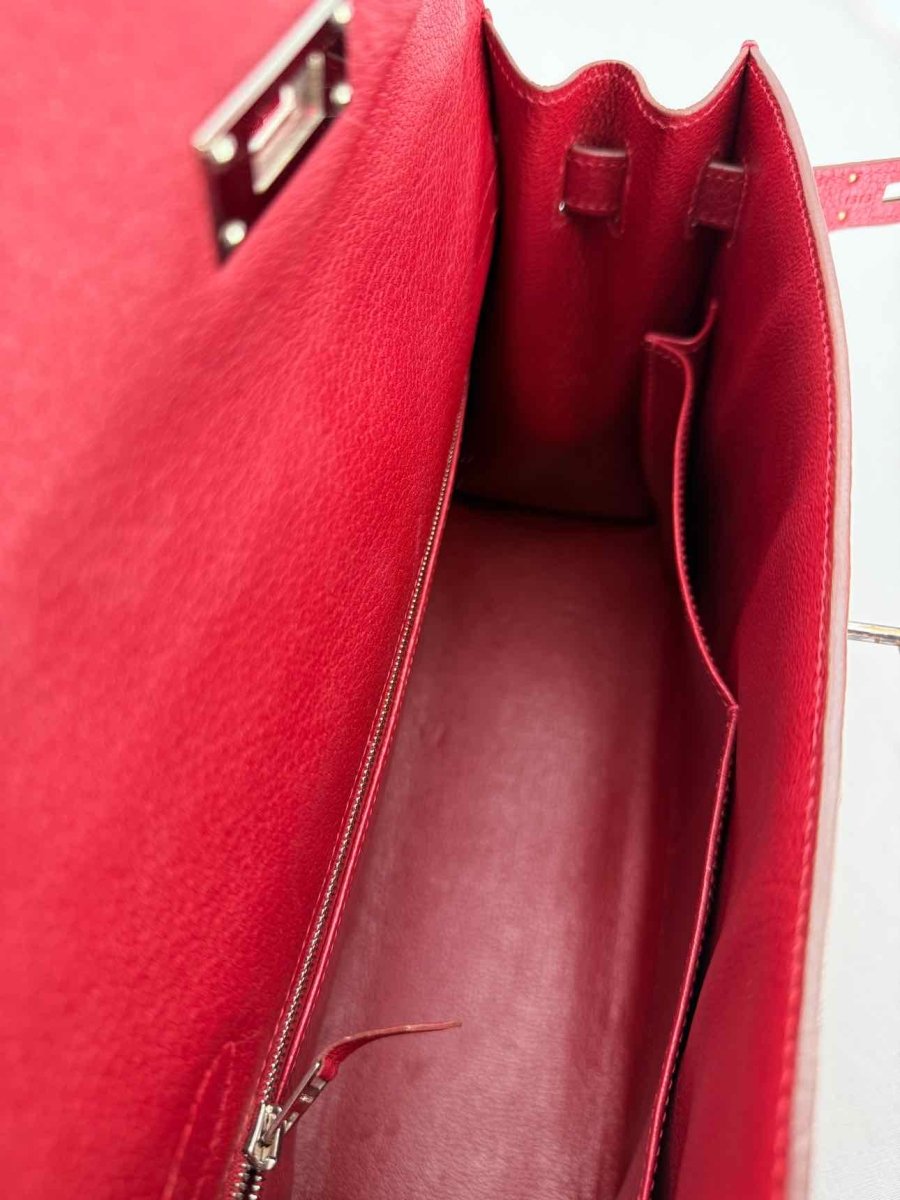 Pre - loved HERMES Kelly Sellier Burgundy Top Handle at Reems Closet