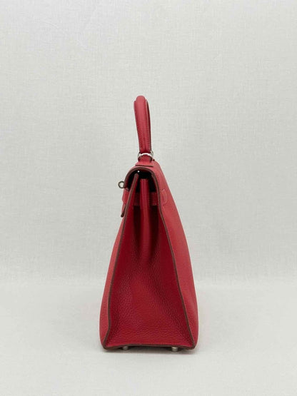 Pre - loved HERMES Kelly Sellier Burgundy Top Handle at Reems Closet