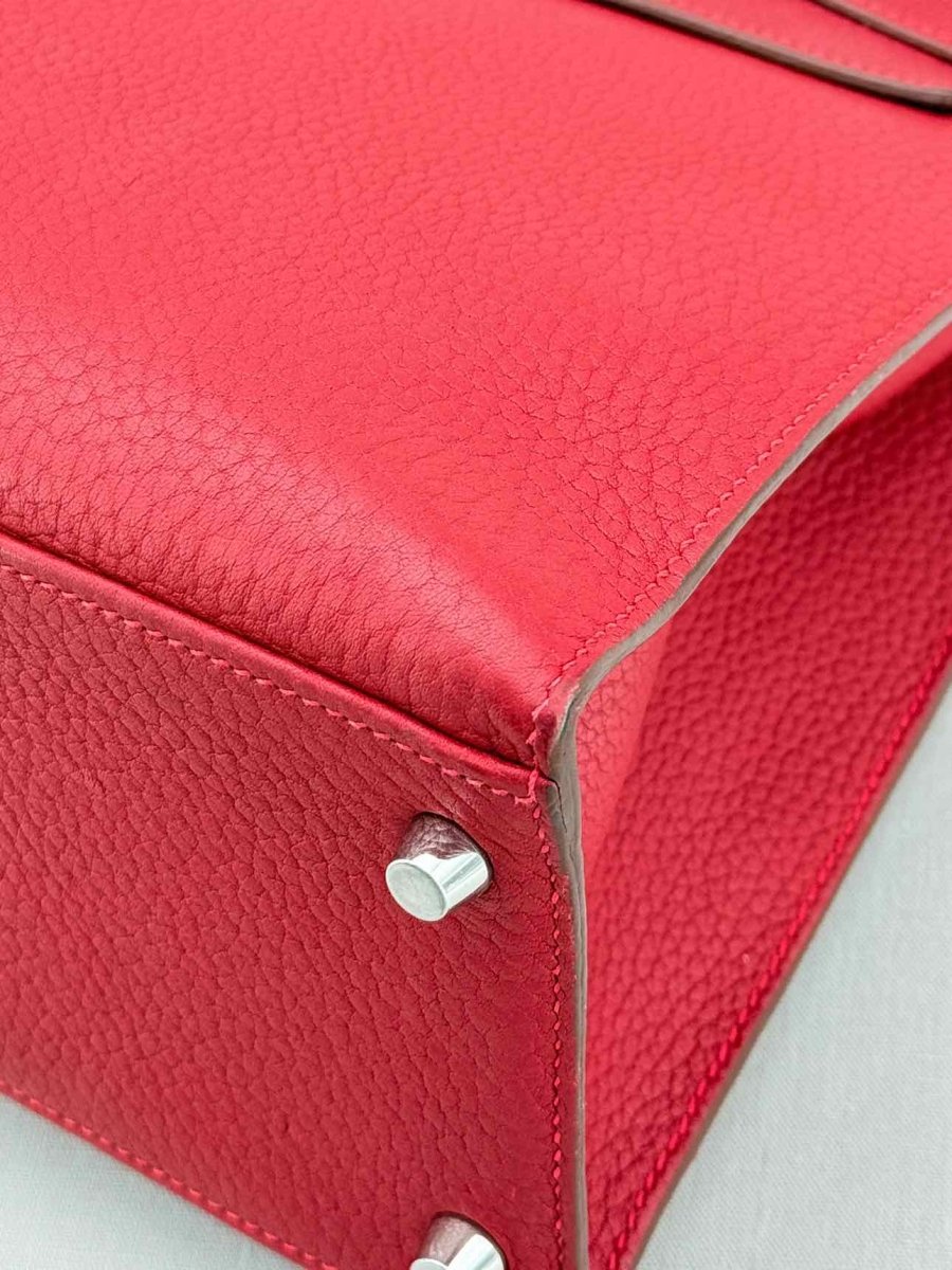 Pre - loved HERMES Kelly Sellier Burgundy Top Handle at Reems Closet