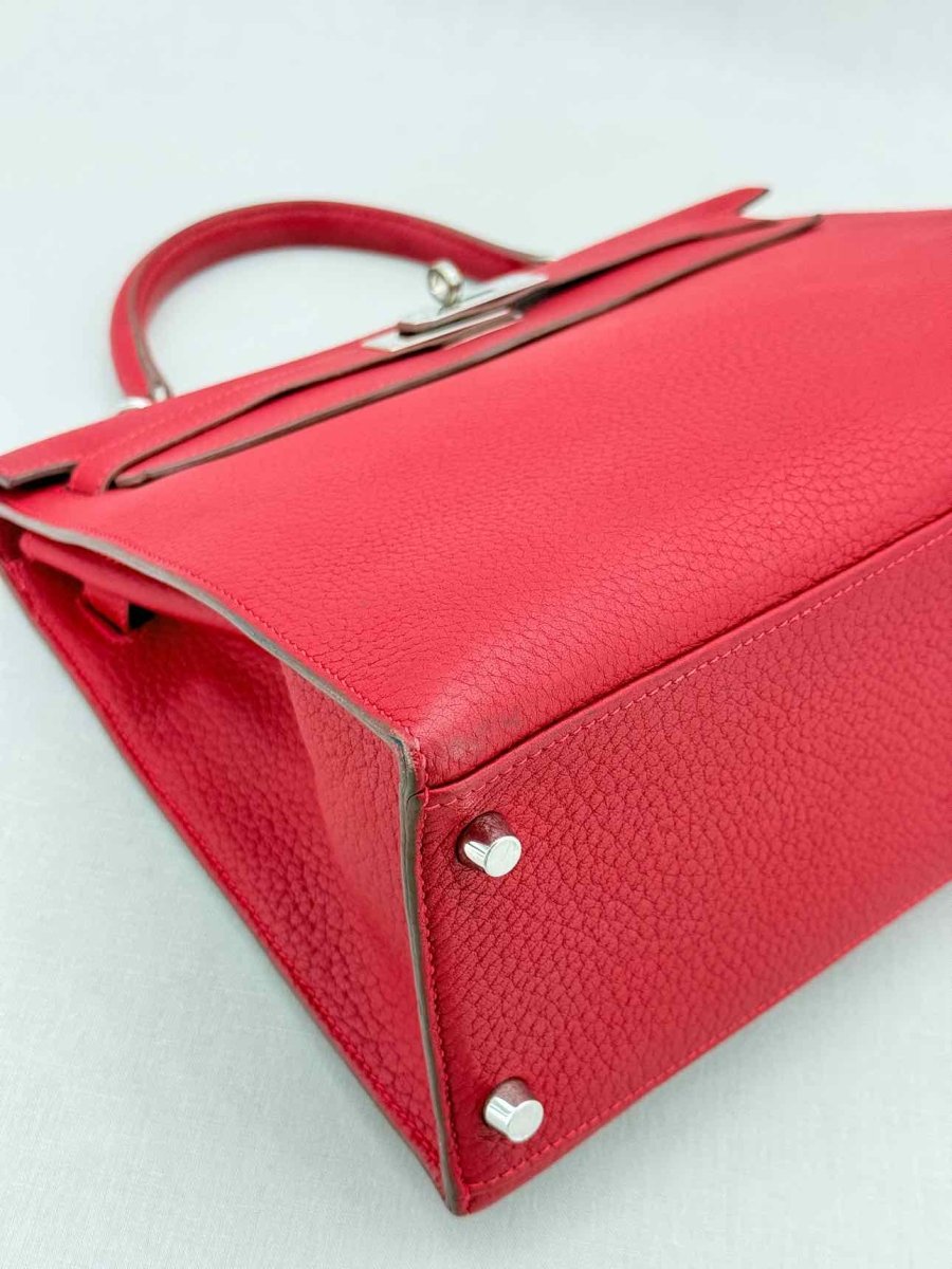 Pre - loved HERMES Kelly Sellier Burgundy Top Handle at Reems Closet