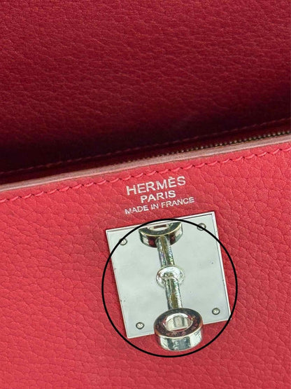 Pre - loved HERMES Kelly Sellier Burgundy Top Handle at Reems Closet