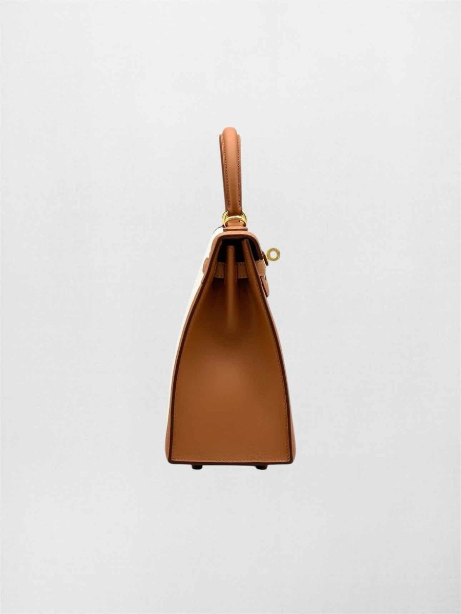 Pre-loved HERMES Kelly Sellier Ecru Gold Top Handle at Reems Closet