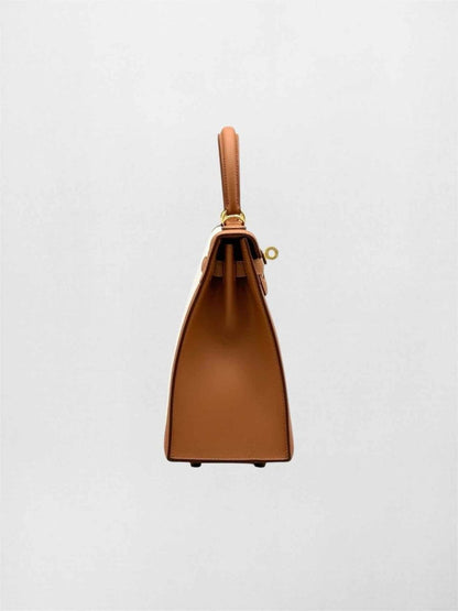 Pre-loved HERMES Kelly Sellier Ecru Gold Top Handle at Reems Closet