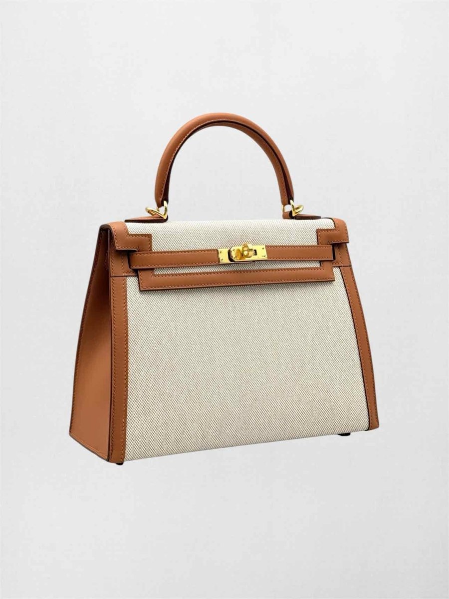 Pre-loved HERMES Kelly Sellier Ecru Gold Top Handle at Reems Closet