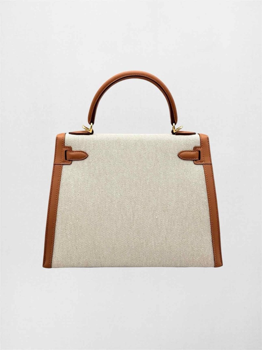 Pre-loved HERMES Kelly Sellier Ecru Gold Top Handle at Reems Closet