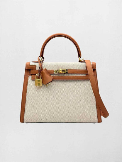 Pre-loved HERMES Kelly Sellier Ecru Gold Top Handle at Reems Closet