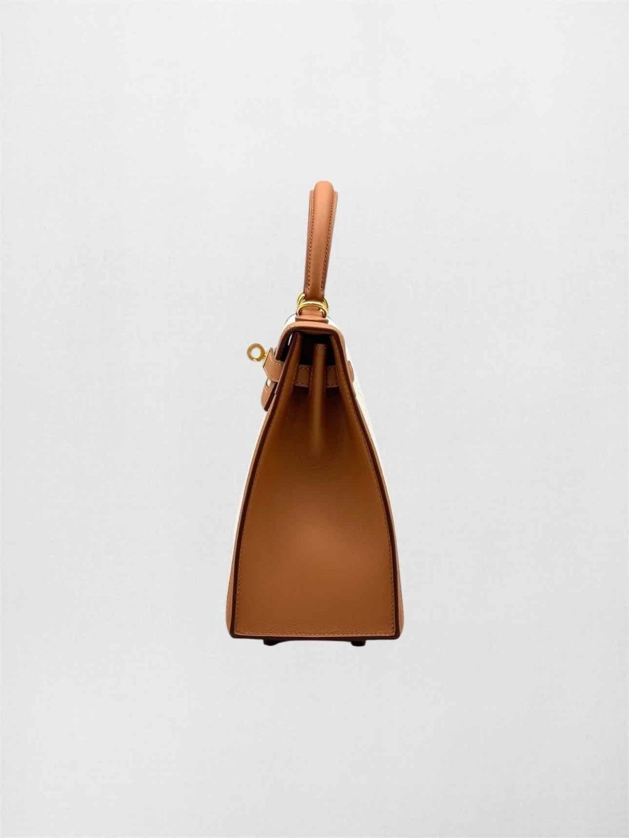Pre-loved HERMES Kelly Sellier Ecru Gold Top Handle at Reems Closet