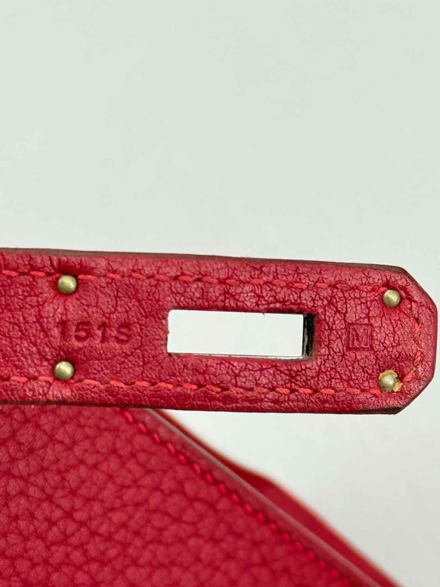 Pre - loved HERMES Kelly Sellier Red Top Handle at Reems Closet